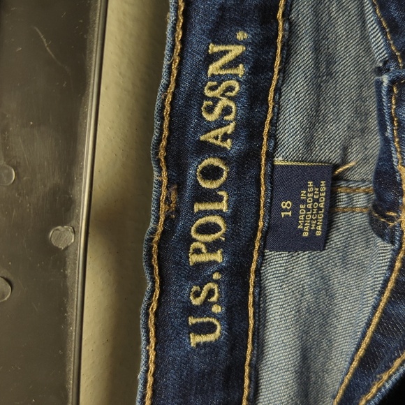 U.S. Polo Assn. Dark Blue Straight Jeans Adjustable Waist Stretch Boys Size 18 - Picture 4 of 6